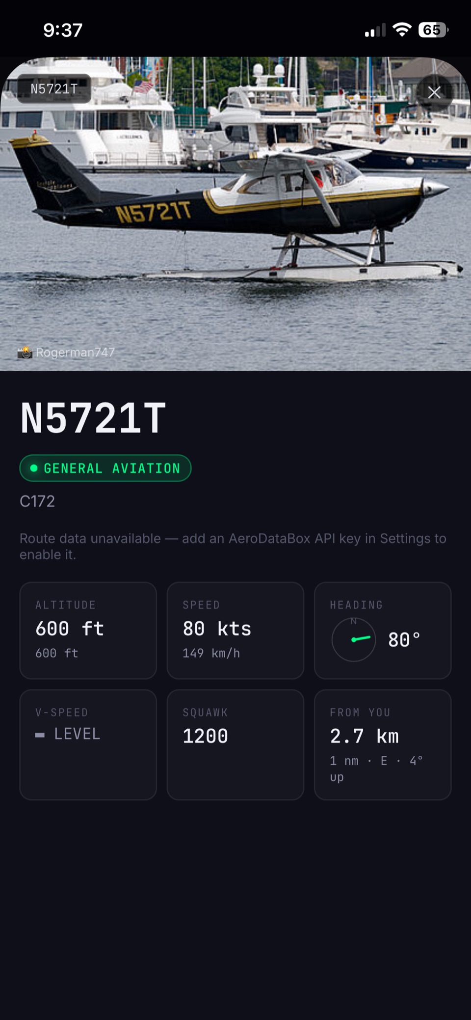 Aircraft detail screenshot