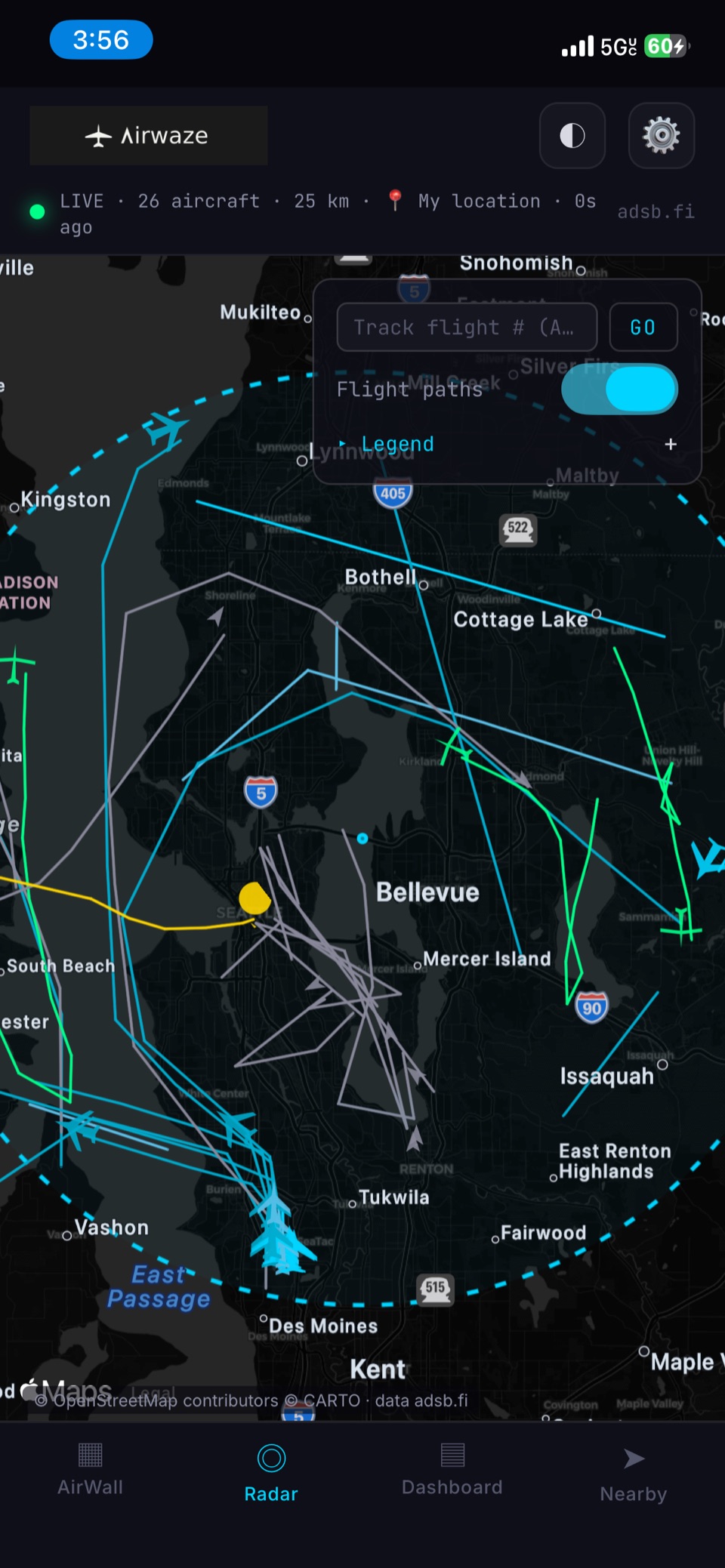 Flight paths screenshot